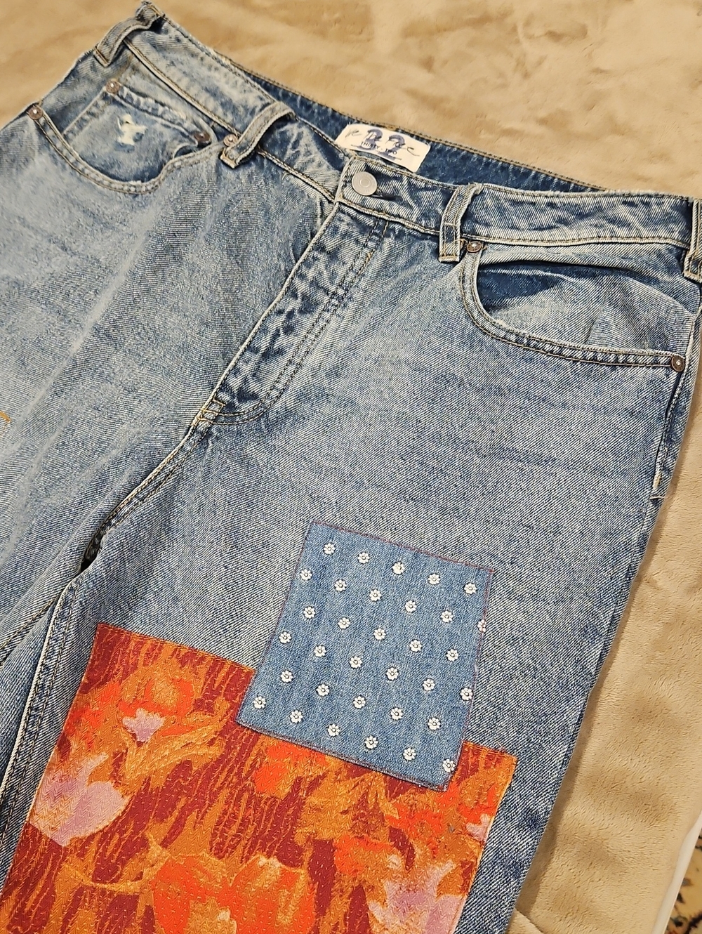 Free People Bella Donna Patchwork Denim Jeans